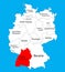 Baden-Wurttenberg state map, Germany, vector map silhouette.