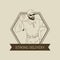 Badge with cool man courier. Hipster vector logo design