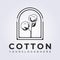 badge cotton farm natural product logo vector illustration design