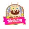 Badge of delicious birthday tower tart