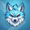 Badge, Emblem, and T-Shirt Printing: Blue Arctic Fox Mascot Logo Design Vector