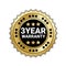 Badge Isolated With 3 Years Of Warranty Sign Golden Mark Icon