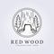 badge line art chandelier tree logo redwood iconic symbol vector illustration design