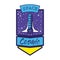Badge with one rocket in it and space cosmic lettering