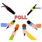 Badge opinion poll illustration.