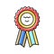 badge ribbon reward color icon vector illustration