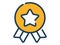 Badge star single isolated icon with dash or dashed line style