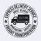 Badge template of fast delivery Cargo truck. Freight Transportation label.
