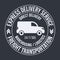 Badge template of fast delivery van. Freight Transportation label, emblem.