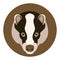 Badger head face vector illustration style Flat