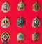 Badges, military school,, collection