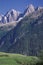 The Badile and Cengalo alpine peaks seen from Soglio, Switzerland