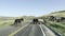 The badlands hills and mountains with horses in Theodore Roosevelt National Park in North Dakota