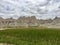 Badlands mountain peaks on a stormy day