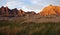 Badlands at sunset