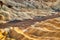 Badlands view from Zabriskie Point in Death Valley National Park at Sunset