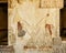 Badly damaged relief in the Mortuary Temple of Hatshepsut near Luxor, Egypt.