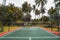 Badminton court in luxury Maldives resort, wide angle shot
