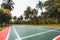 Badminton court in Maldives resort, wide angle shot