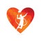 Badminton Player heart shape concept logo