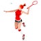 Badminton Player Summer Games Icon Set.3D Isometric Badminton Player.