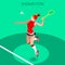 Badminton Player Summer Games Icon Set.3D Isometric Badminton Player.Sporting Championship International Badminton Competition.