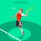 Badminton Player Summer Games Icon Set.3D Isometric Badminton Player.Sporting Championship International Badminton Competition