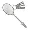 badminton racket shuttlecock sport thin line