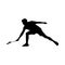 Badminton. Silhouette of a man performing a net shot. Vector illustration