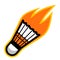 Badminton sport shuttlecock comet fire tail flying logo