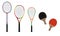 Badminton, tennis, squash and table tennis equipment vector illustration