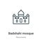 Badshahi mosque outline vector icon. Thin line black badshahi mosque icon, flat vector simple element illustration from editable