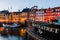 Badteatret theater on boat on evening Nyhavn, Copenhagen