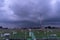 BADUNG/BALI-DECEMBER 07 2017: Meteorological garden at Ngurah Rai Airport Bali when the sky full of dark cloud cumulonimbus and