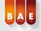 BAE - Before Anyone Else acronym text concept for presentations and reports