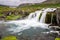 Baejarfoss waterfall under more famous Dynjandi fall in Iceland