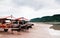 Baffalo cart tour on beach at Iriomote, Okinawa, Japan