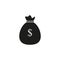 Bag black dollar money icon