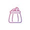 Bag with coffee beans outline icon. Purple gradient symbol. Isolated vector illustration