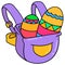 A bag full of easter eggs. carton emoticon. doodle icon drawing