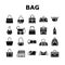 bag handbag woman purse fashion icons set vector