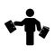 Bag icon vector male person shopping symbol in a flat color glyph pictogram
