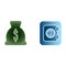Bag with money of green color dollars and safe of blue color flat icon gradient on white background isolated vector