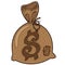 Bag with money logo. Vintage Bank, wild west, game element