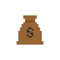 Bag of money pixel art. Bank sack 8 bit. Pixelate vector illustration