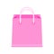 Bag paper pink for icon isolated on white, cardboard pink handle bag for retail container, clip art packaging bag pink color,