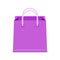 Bag paper purple for icon isolated on white, cardboard purple handle bag for retail container, clip art packaging bag purple color