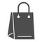 Bag solid icon. Polyethylene market pack with handles for shopping. Plastic products design concept, glyph style