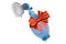 Bag Valve Mask with red bow and ribbon, gift concept. 3D rendering