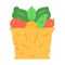 Bag with vegetables flat design long shadow color icon